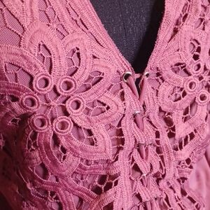 Pink Lace-Up Floral Top